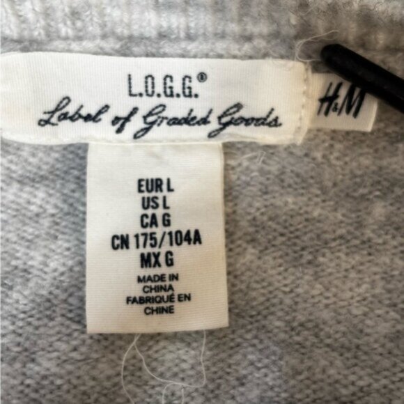 H&M Women Large Floral Embroidered Grey Sweater Cottagecore Boho Soft Wool Blend - Picture 3 of 9